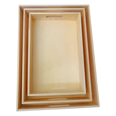 Set de 3 Bandejas de Madera