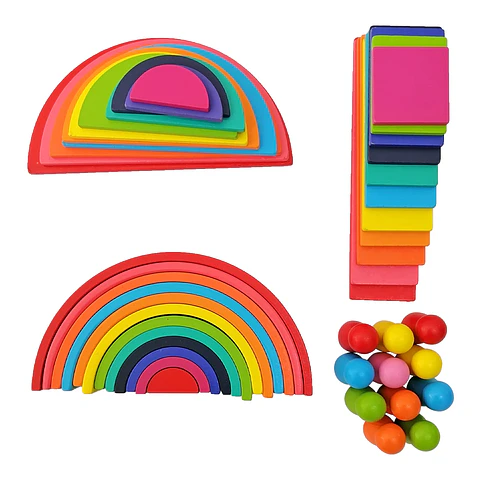 Set Heurístico Apilador Arcoíris Montessori