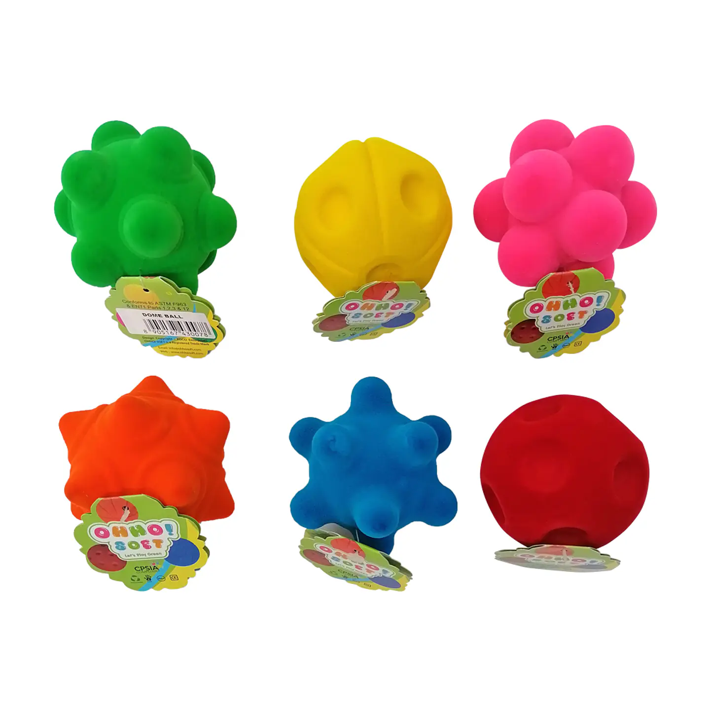 Set de 6 Pelotas Sensoriales de Caucho Natural 1