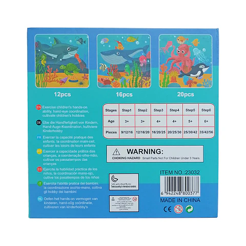 Set de 3 Puzzles Magnéticos 12, 16, 20 Pcs