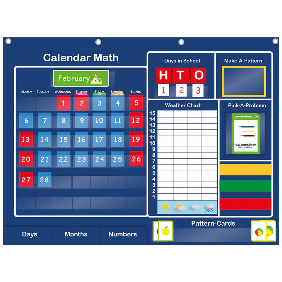 Panel de aprendizaje INGLES Calendar Math Prekinder - Kinder 1