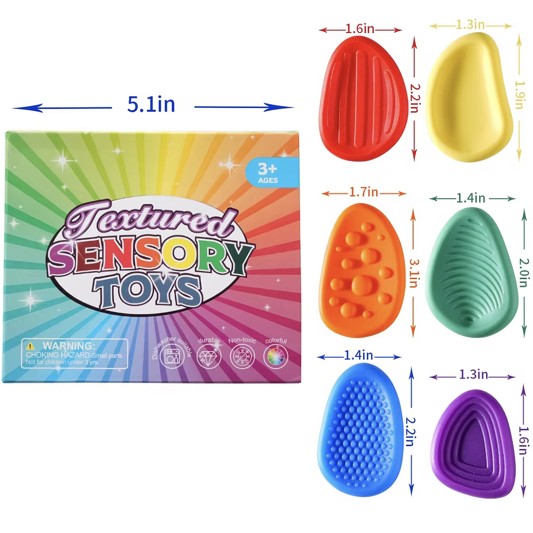 Set De 6 Piedras Con Texturas Sensoriales 2