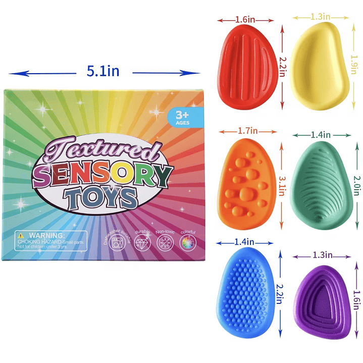 Set De 6 Piedras Con Texturas Sensoriales 2