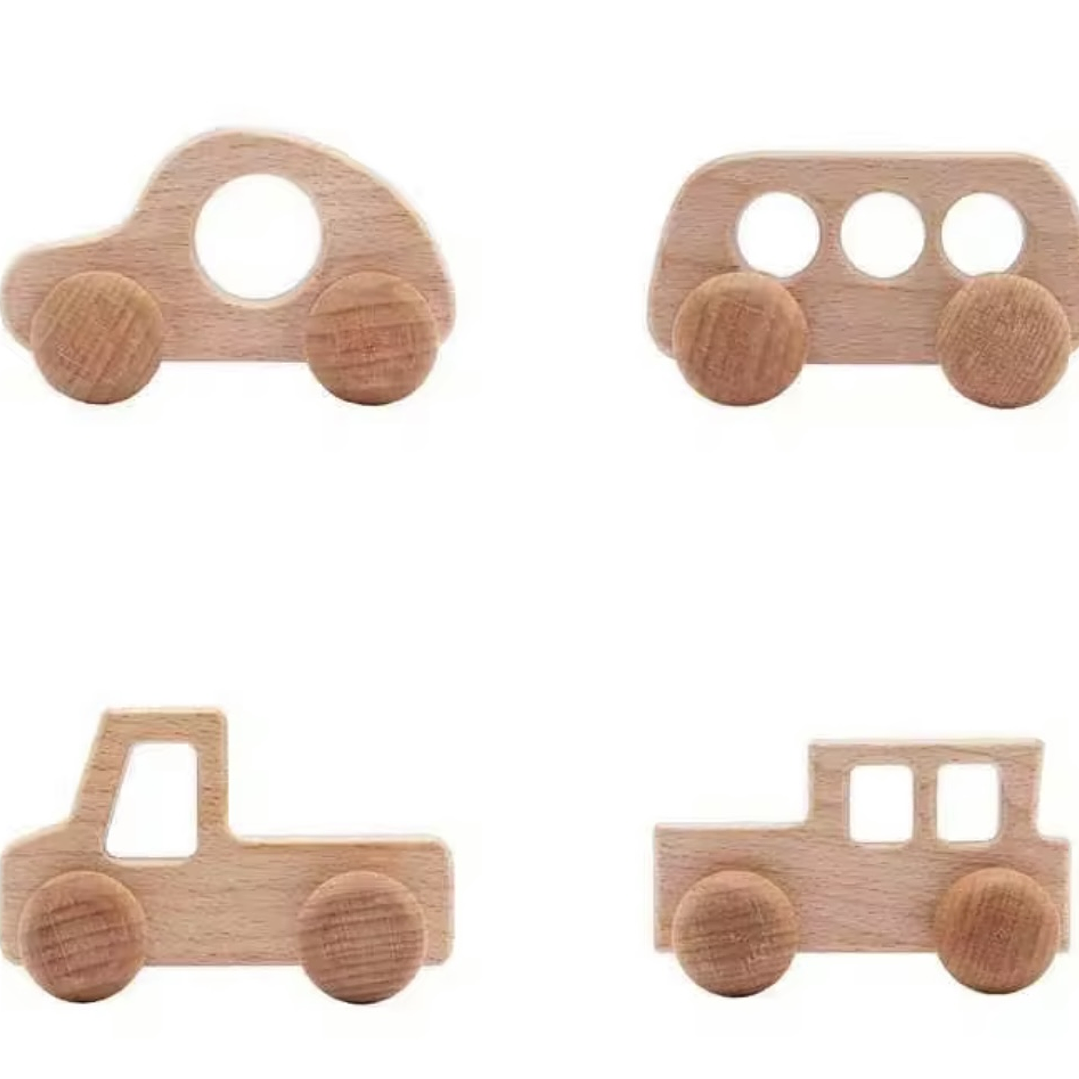 Set Autos de Madera Natural Montessori 1