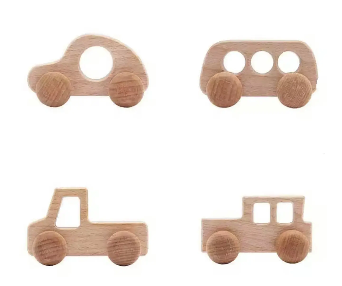 Set Autos de Madera Natural Montessori 1
