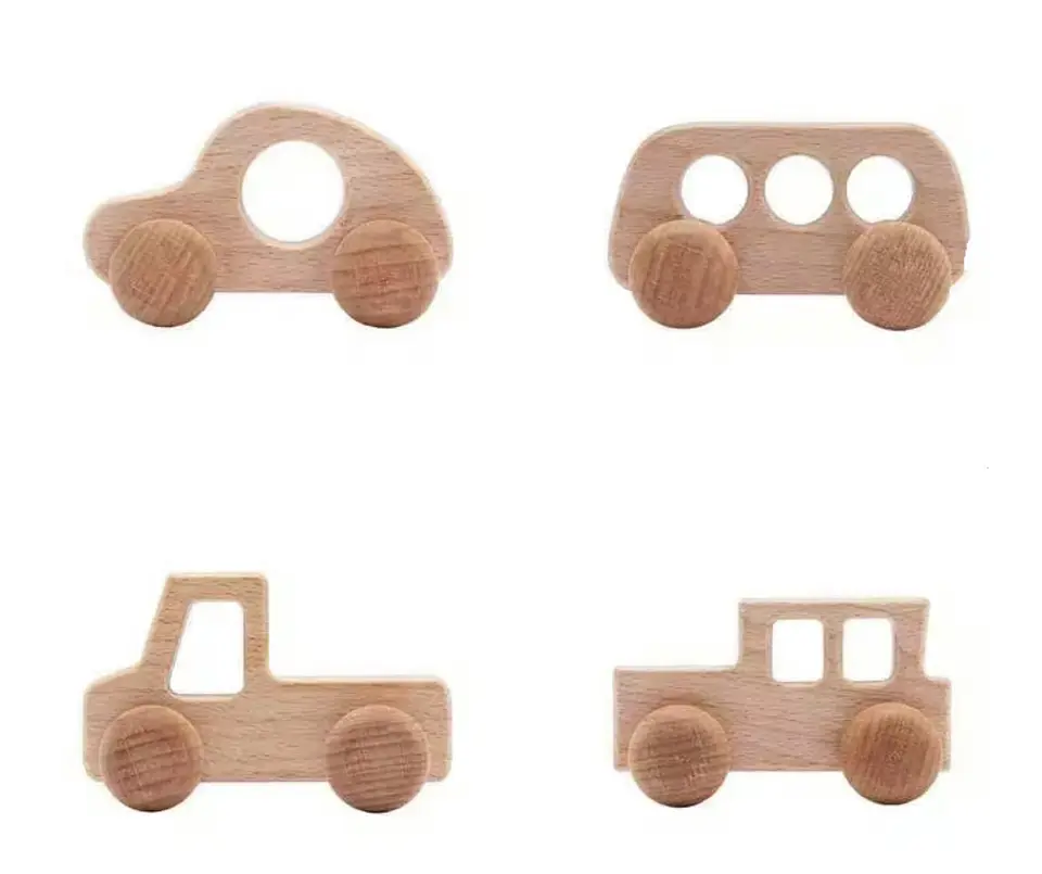 Set Autos de Madera Natural Montessori 1