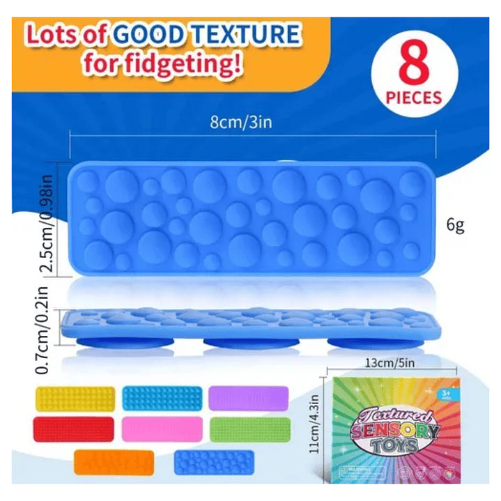 Kit Sensorial De 8 Piezas Antiestrés Con Ventosas Y Texturas 3