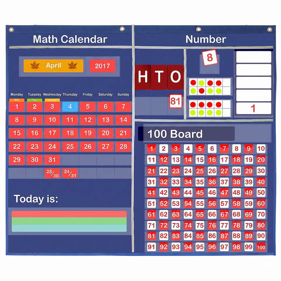 Panel de aprendizaje Calendario Matemático primero básico en ingles  1