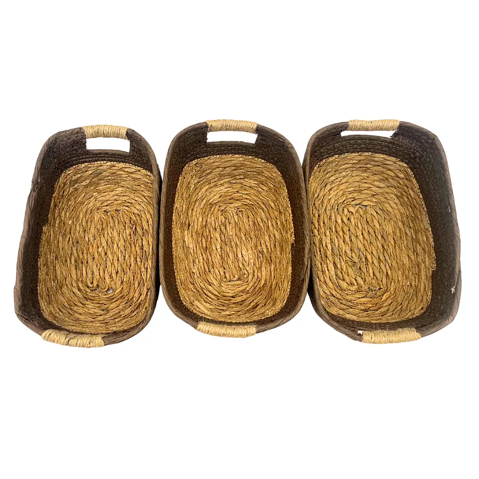 Set de 3 Canastos Rectangulares de Ficha Natural Bicolor 1