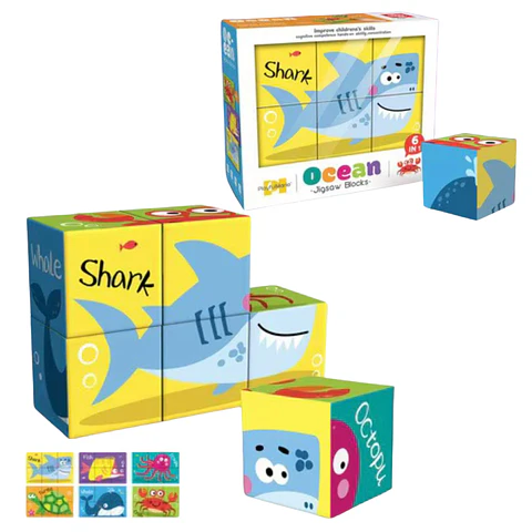Puzzle Cubos Animales del Mar 6 pzs