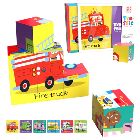 Puzzle Cubos Medios de Transporte 9 pzs 