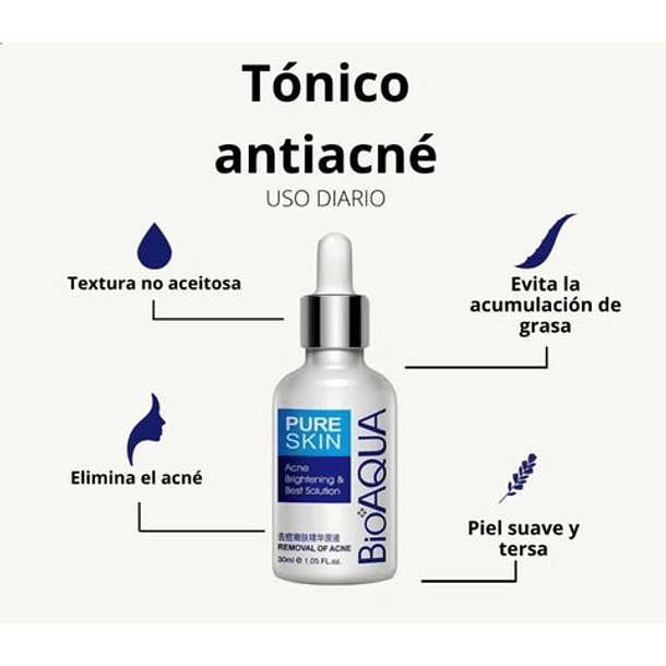 TONICO FACIAL ANTI ACNE BIOAQUA 4