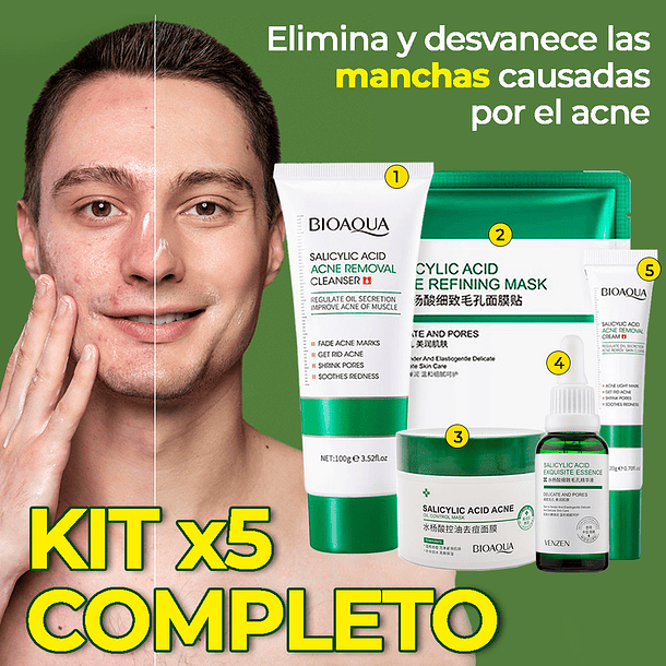 Kit x 5 Ácido Salicílico Anti-Acné | Tratamiento Facial Para El Acné - BIOAQUA