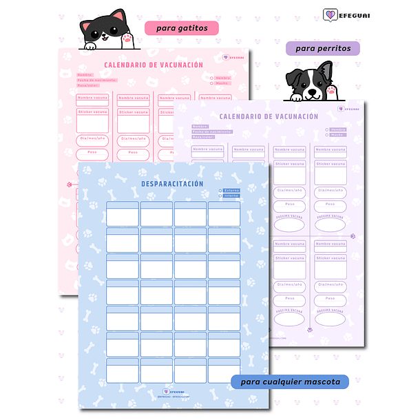 Calendario de vacunas para mascotas - desparacitación planner 3