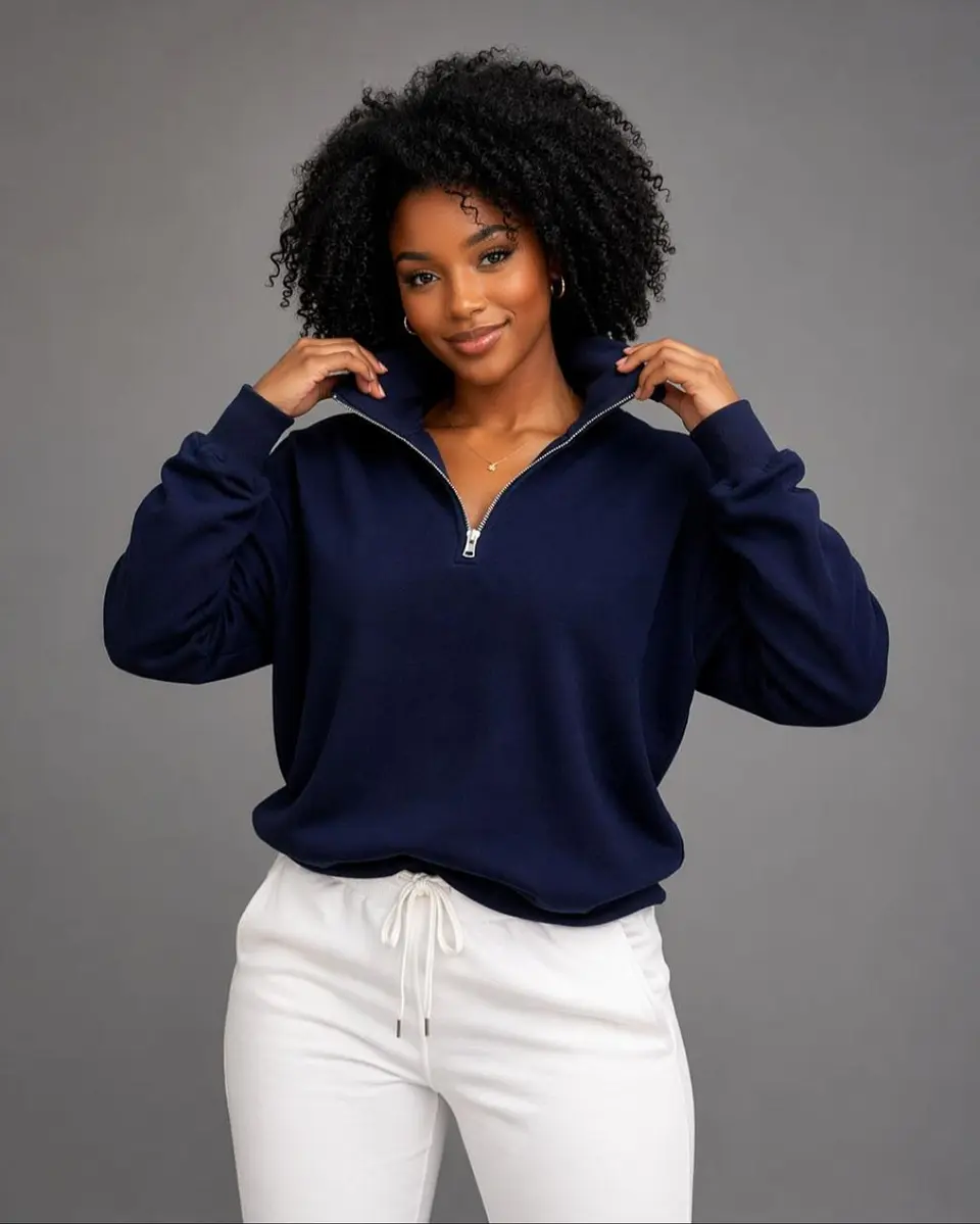 Polerón Basic liso tono Navy  1