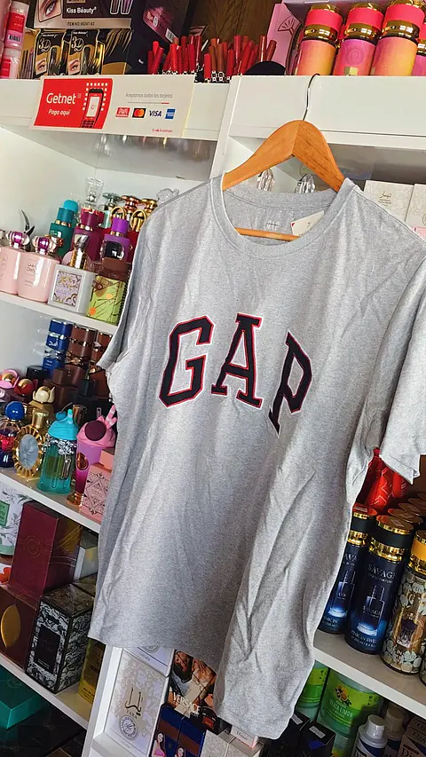 Polera Gap Gris logo Negro M