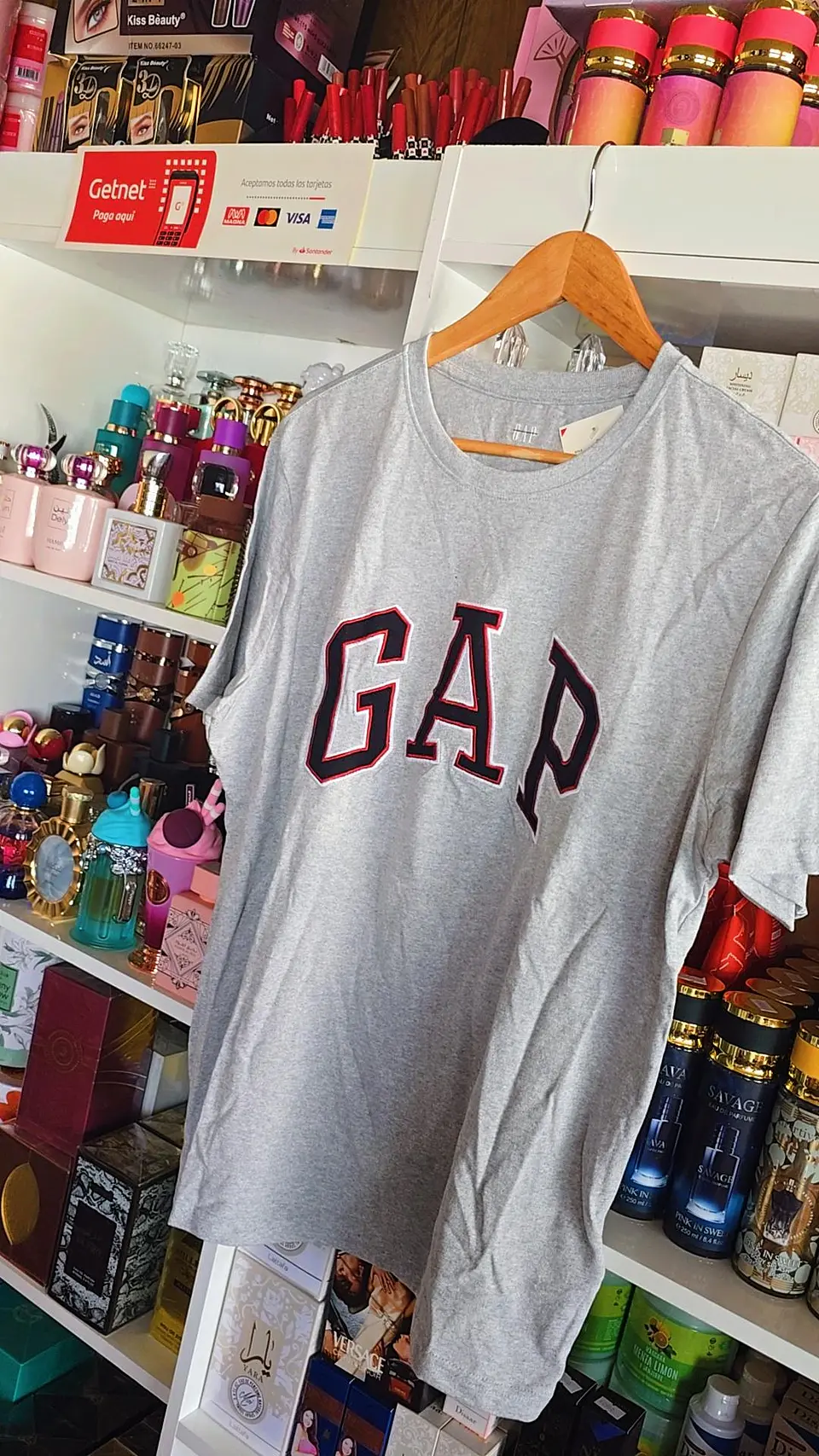 Polera Gap Gris logo Negro L 1