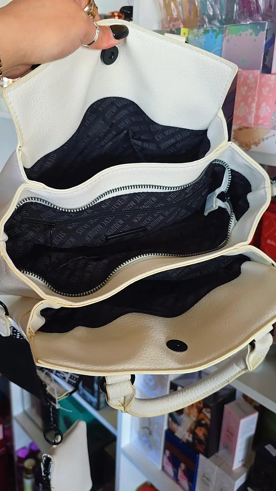 Cartera Steve Madden Blanco Negro 3
