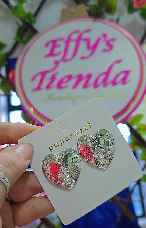Aros Corazón Escudo tacha cristal Plateado