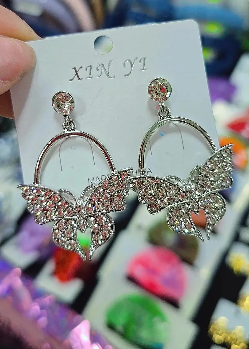 Aros Mariposa Cristal Plateado 1