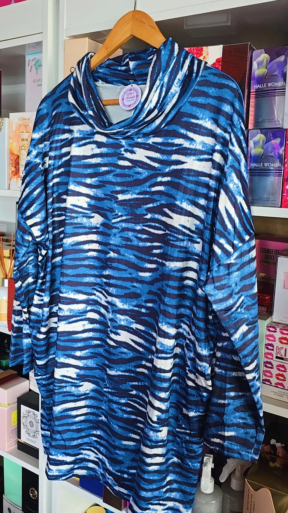 Maxi suéter zebra Azul  1