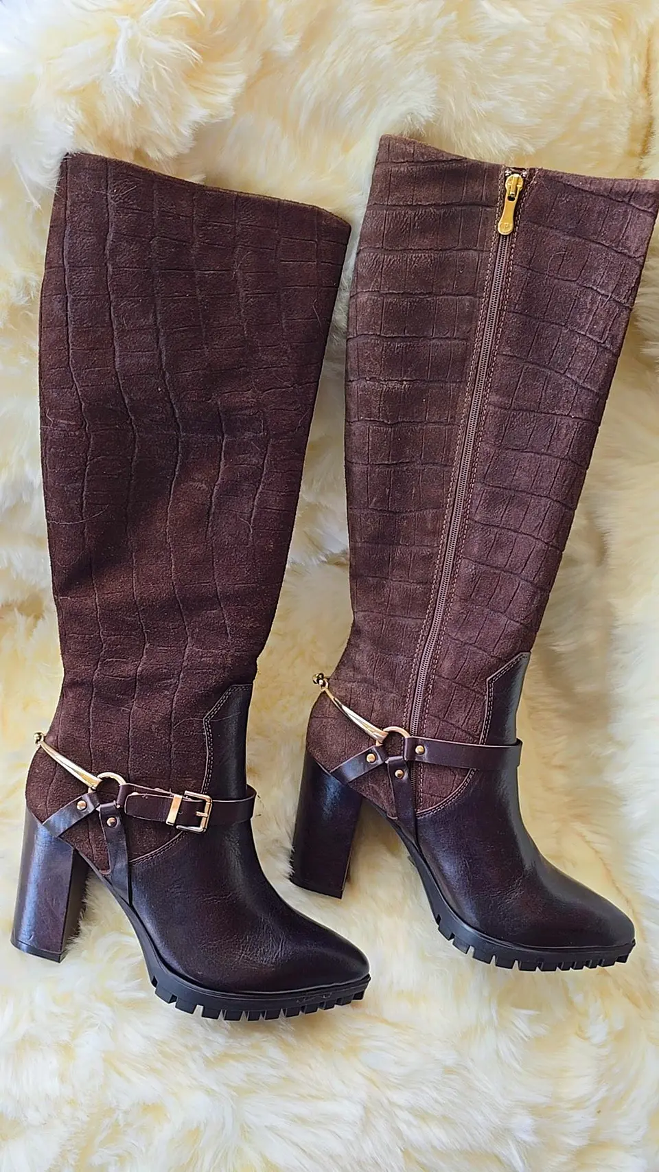 Botas Pollini 37 Café Texturizada 1