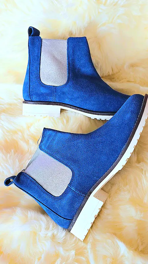 Botines Azul Rey Silver Cuero Nacional 36