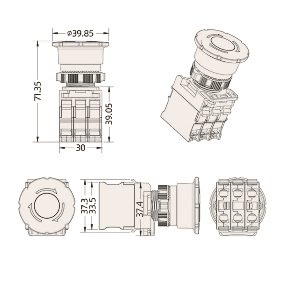 Pulsador Parada de Emergencia con Indicador Led 220v 4