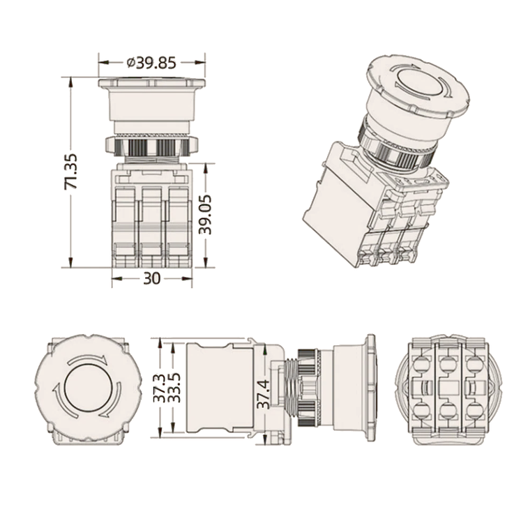 Pulsador Parada de Emergencia con Indicador Led 220v 4