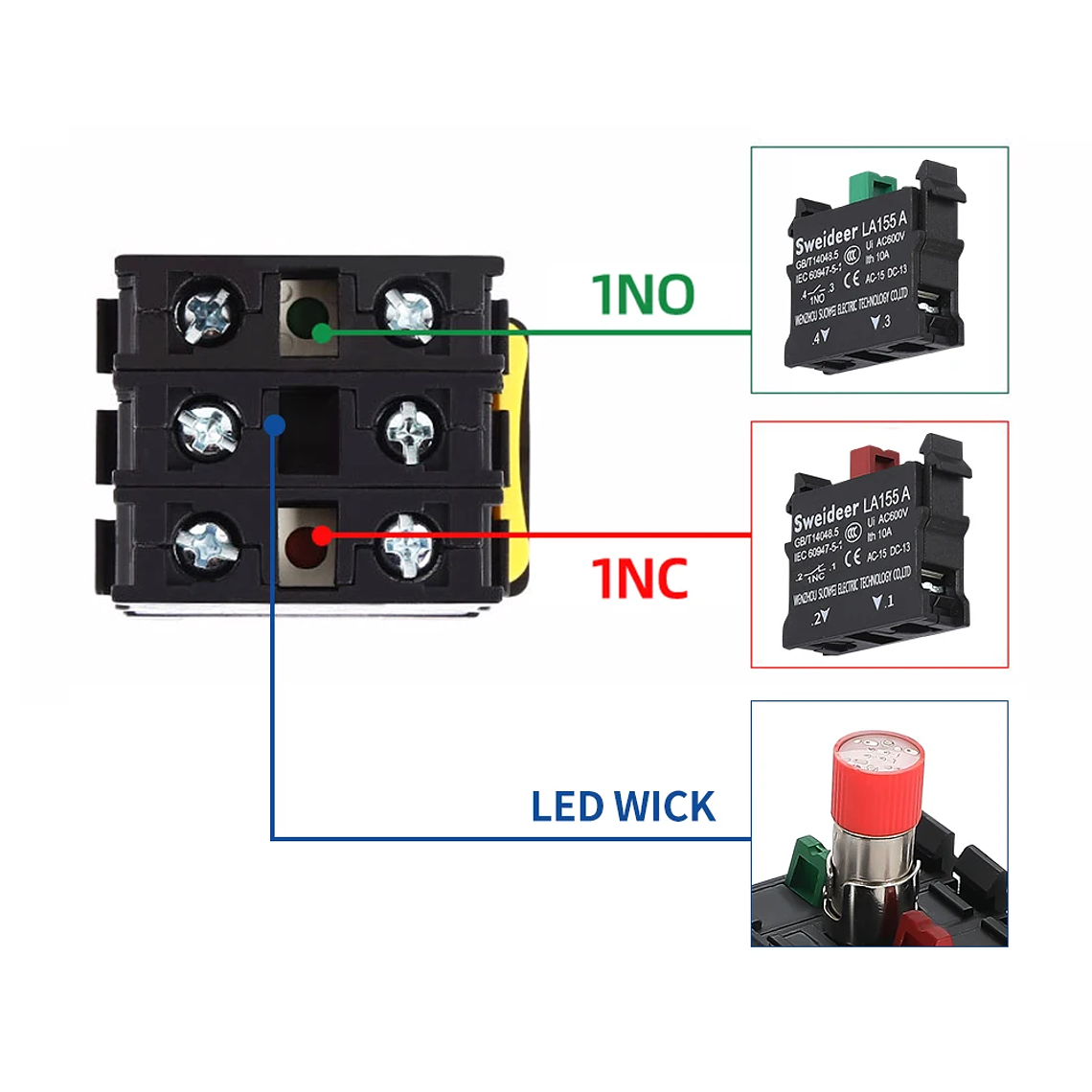 Pulsador con Indicador Led Verde 220v 4