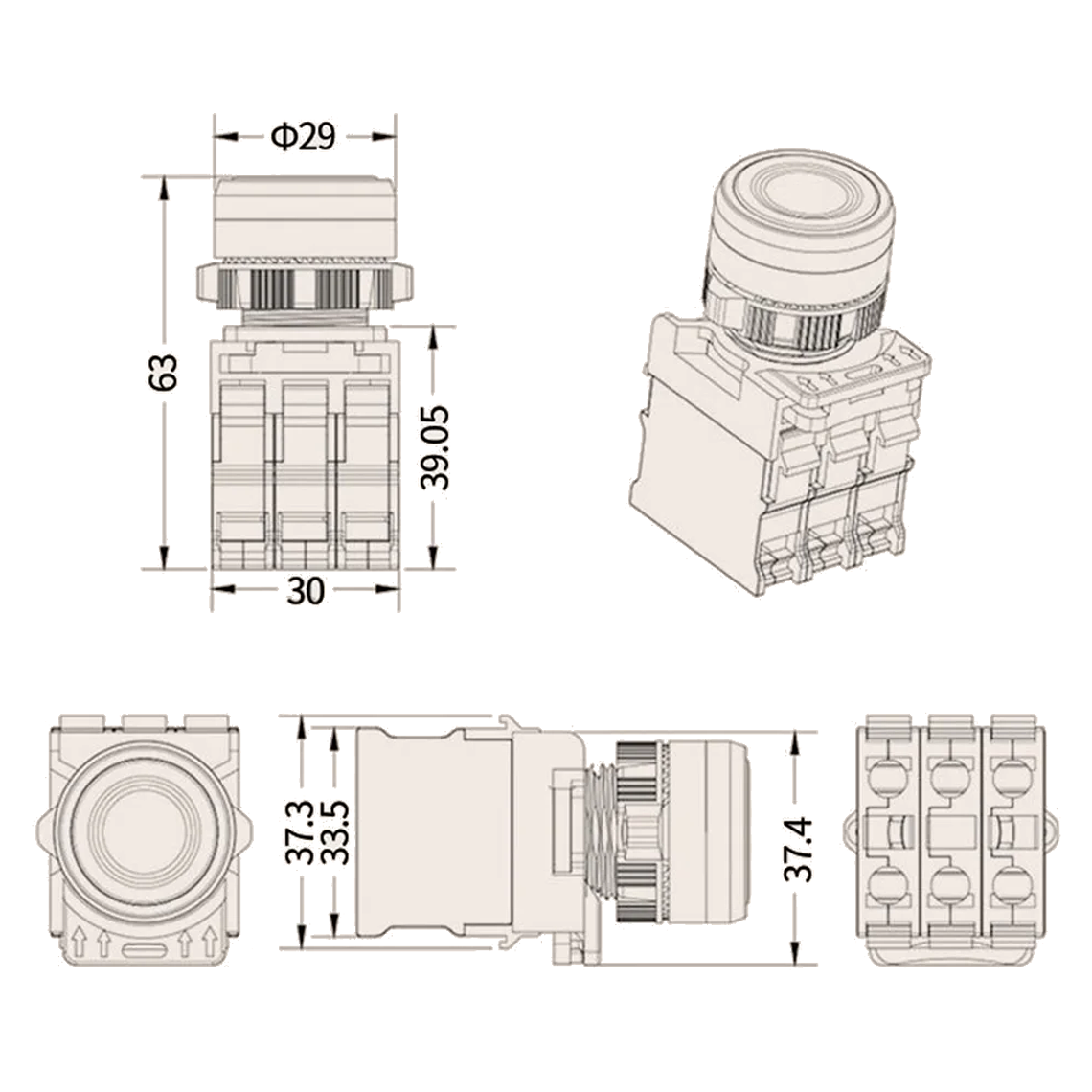 Pulsador con Indicador Led Rojo 220v 5