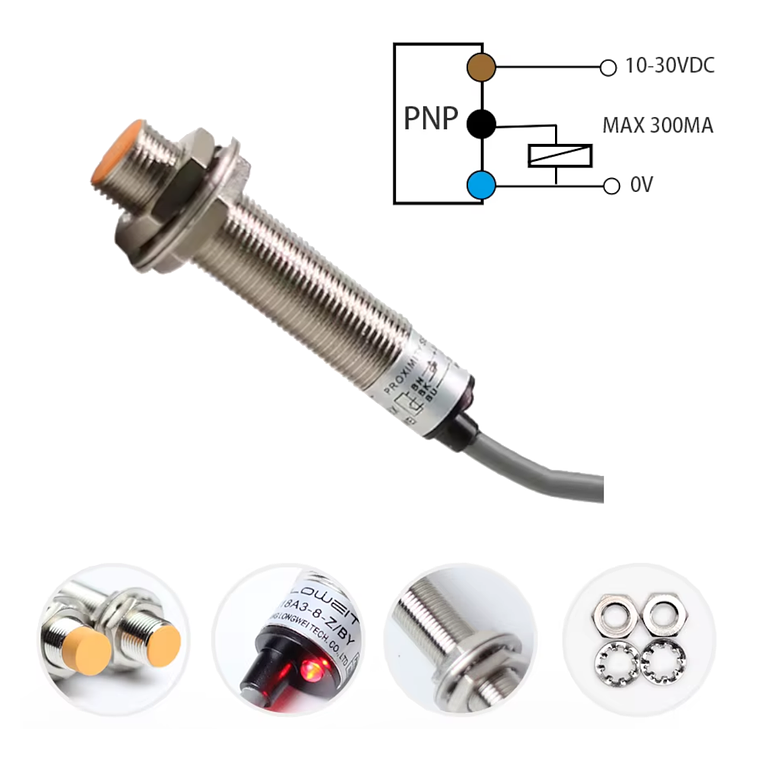 Sensor Inductivo M12 DC 3-Hilos PNP NO 4