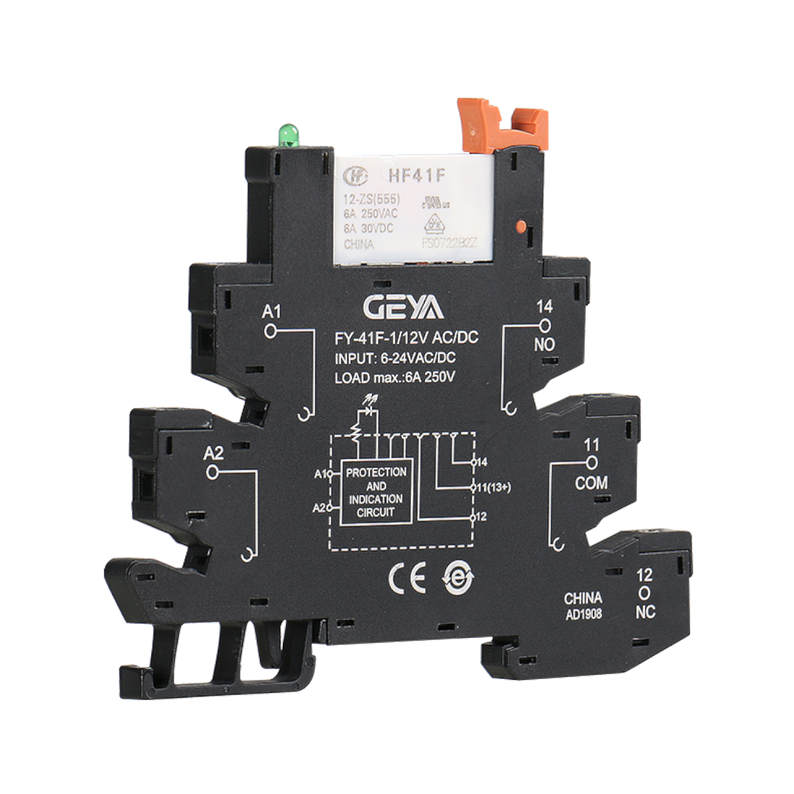 Relé delgado montaje a Riel Din FY-41F 230Vac 2