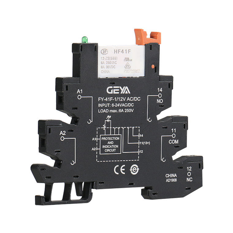 Relé delgado montaje a Riel Din FY-41F 230Vac 2