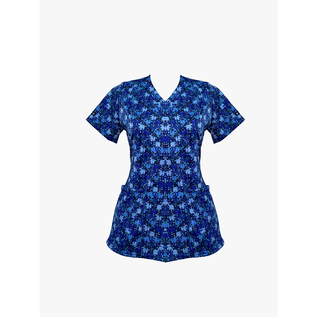 Blusa Estampada Diseño Azul Mistico