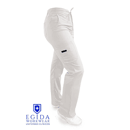 Pantalon Modelo Cargo Elasticado Antifluido Blanco