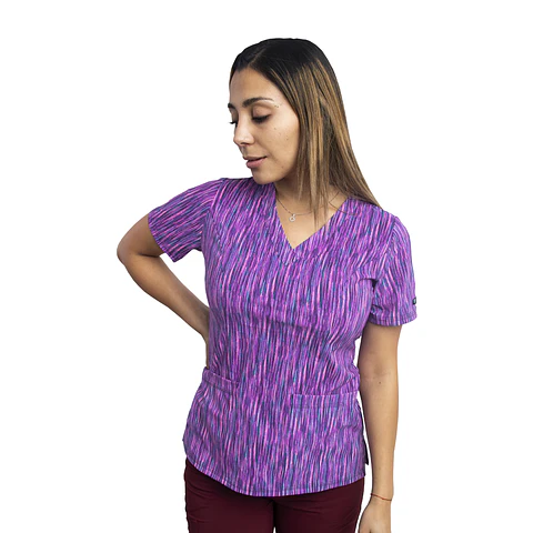 Blusa Estampada Diseño Lluvia Fucsia