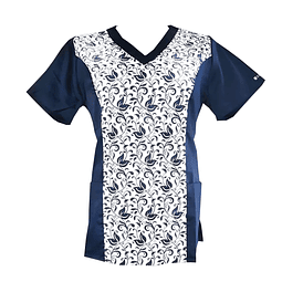 Blusa Azul Marino Estampado Enredaderas