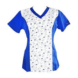 Blusa Azul Rey Estampado Florcitas