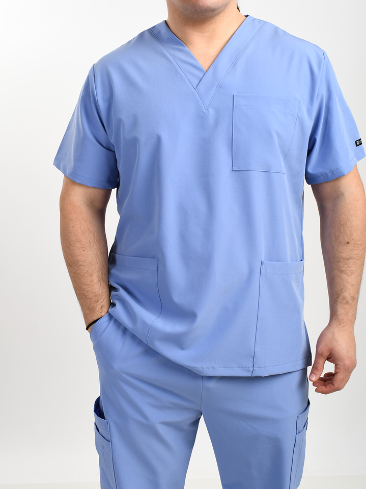 Polera De Hombre Modelo Cargo Celeste 4