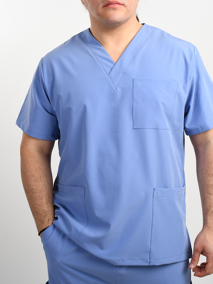 Polera De Hombre Modelo Cargo Celeste 5