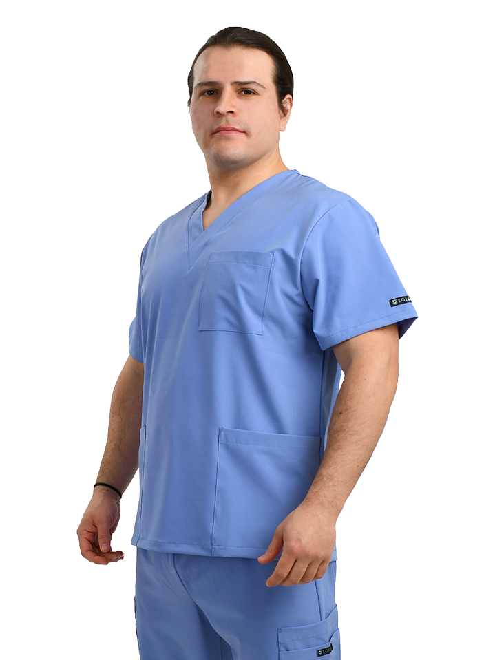 Polera De Hombre Modelo Cargo Celeste 1