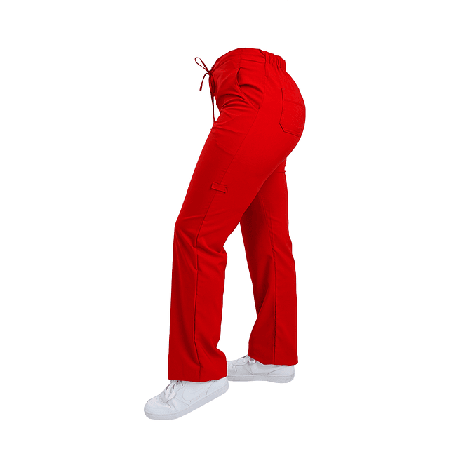 Pantalon Modelo Cargo Elasticado Antifluido Rojo Italiano