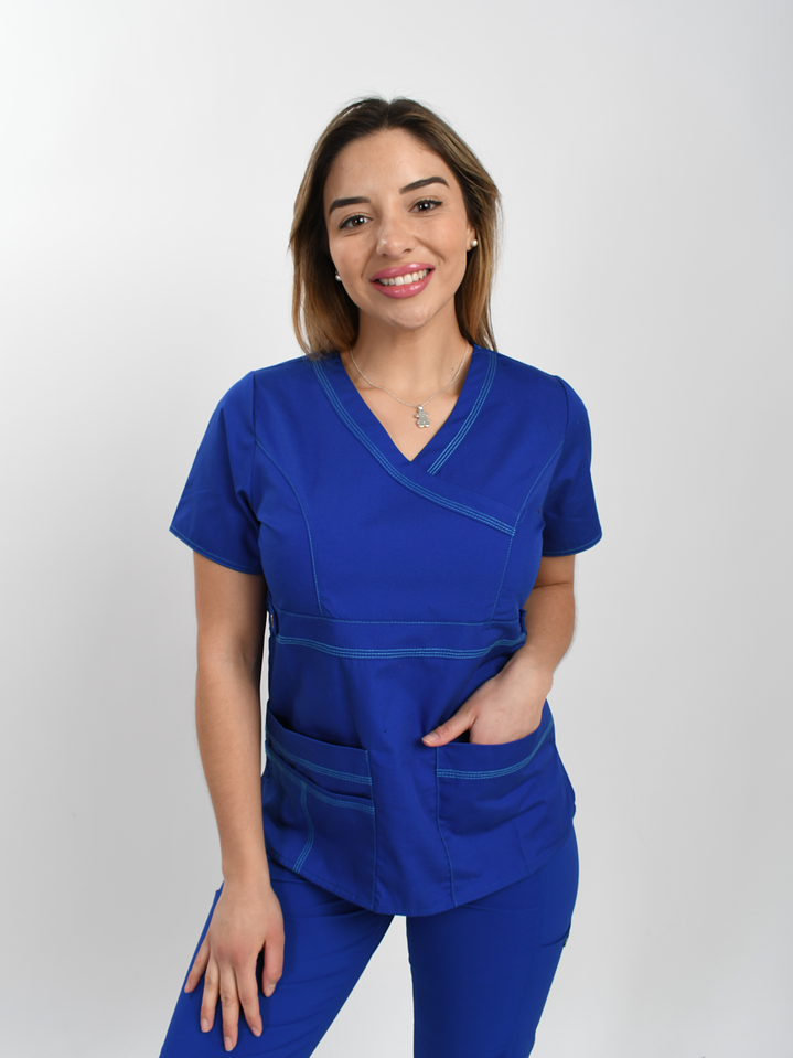 Blusa Medica Rey/Royal Modelo Cargo Poplin Hilo Calipso 1