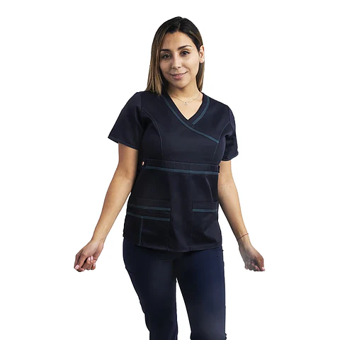 Blusa Cargo Azul Marino Con Hilo Calipso