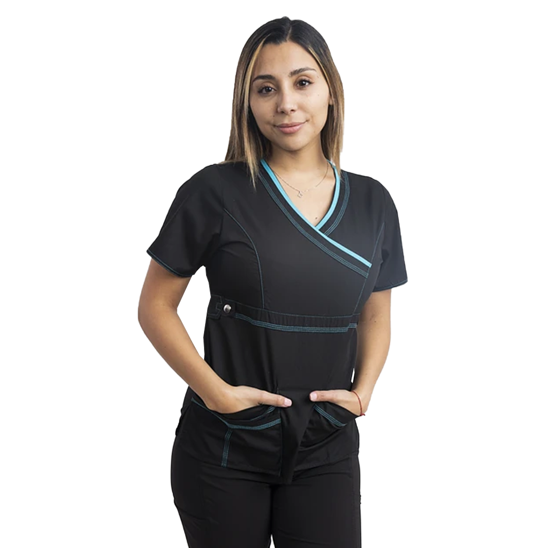 Blusa Cargo Negro Con Aplicacion Calipso