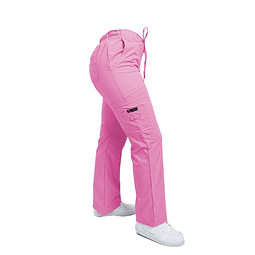 Pantalon Modelo Cargo Elasticado Antifluido Rosado