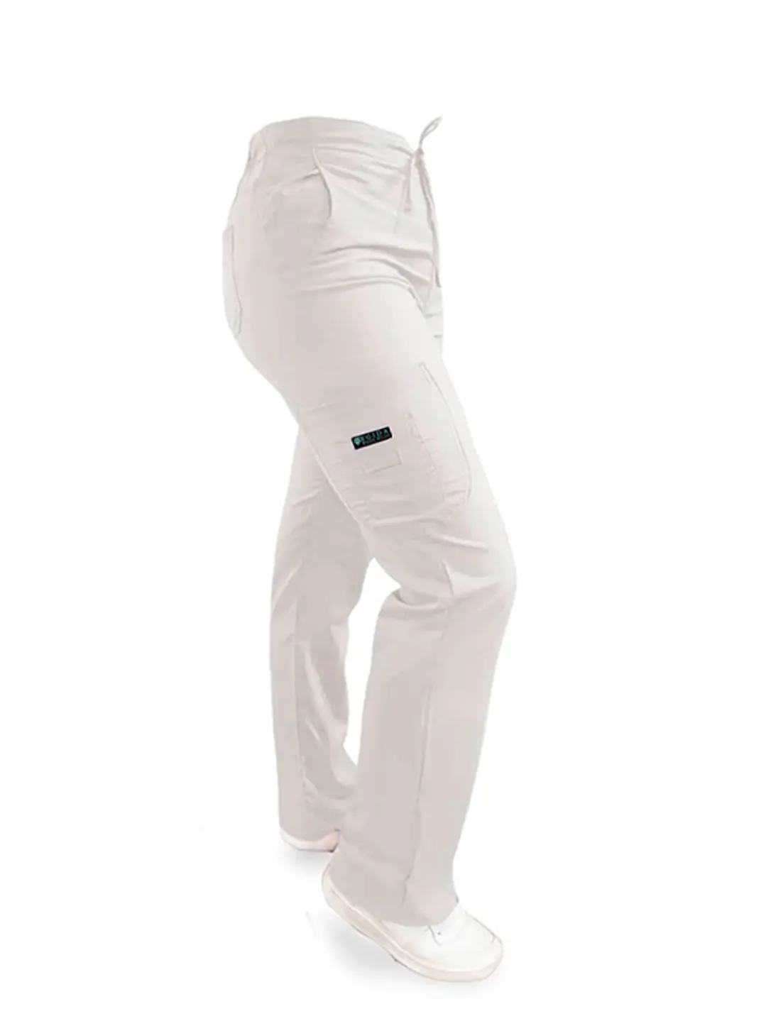 Pantalon Modelo Cargo Elasticado Antifluido Blanco - Uniformes clínicos Égida Chile