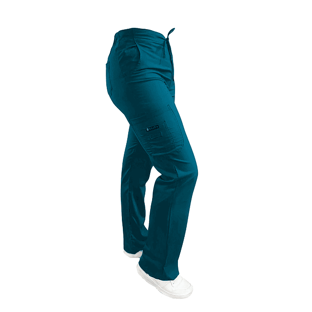 Pantalon Modelo Cargo Elasticado Antifluido Verde Petroleo