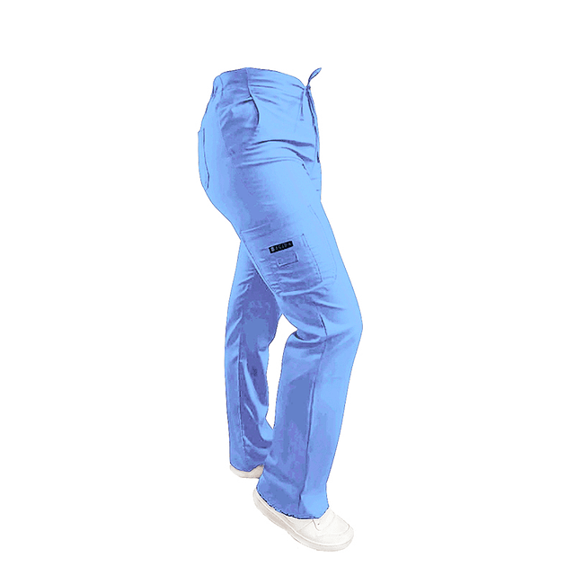 Pantalon Modelo Cargo Elasticado Antifluido Celeste